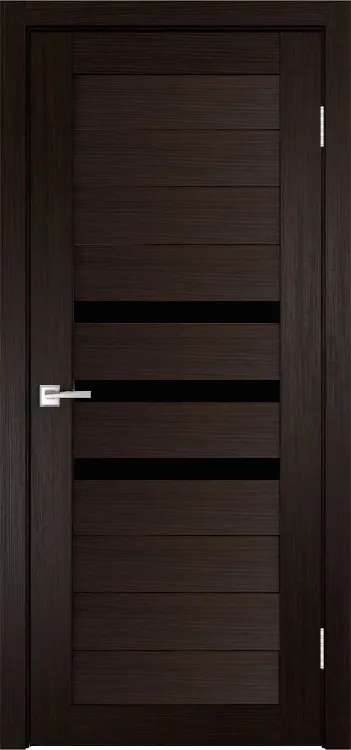 Фото Межкомнатная дверь Легенда X-6 тон Венге Остекление Лакобель черное